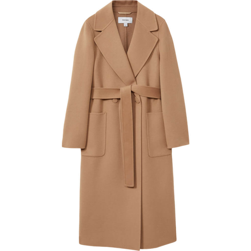 REISS LUCIA Wool Blend Double Breasted Blindseam Coat